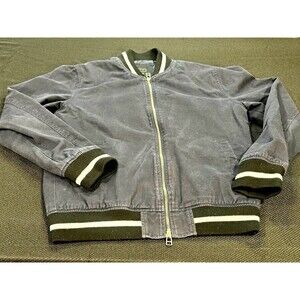 21 Men Navy Y2K Varsity Bomber Jacket Black White Stripe Zip Up Men’s XS